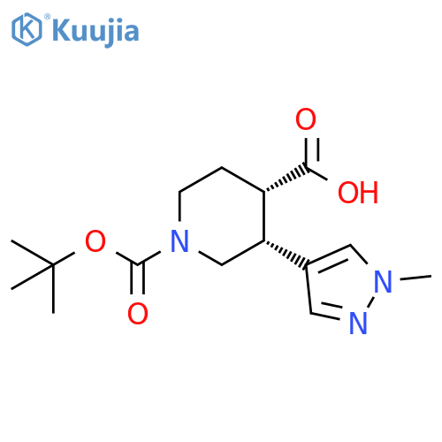 rac-(3R,4S)-1-(tert-butoxy)carbonyl-3-(1-methyl-1H-pyrazol-4-yl)piperidine-4-carboxylic acid, cis structure