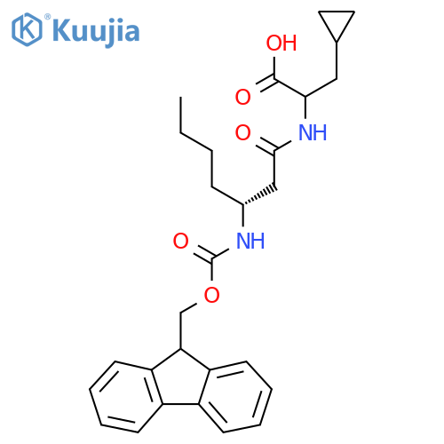 3-cyclopropyl-2-(3R)-3-({(9H-fluoren-9-yl)methoxycarbonyl}amino)heptanamidopropanoic acid structure
