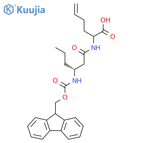 2-(3R)-3-({(9H-fluoren-9-yl)methoxycarbonyl}amino)hexanamidohex-5-enoic acid structure