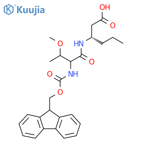(3S)-3-2-({(9H-fluoren-9-yl)methoxycarbonyl}amino)-3-methoxybutanamidohexanoic acid structure