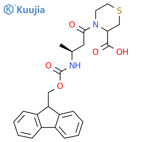 4-(3S)-3-({(9H-fluoren-9-yl)methoxycarbonyl}amino)butanoylthiomorpholine-3-carboxylic acid structure