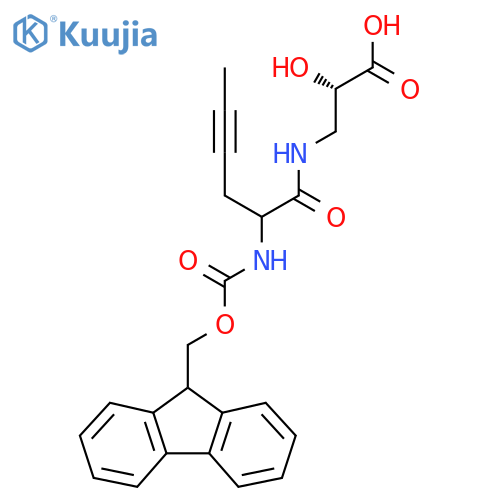 (2S)-3-2-({(9H-fluoren-9-yl)methoxycarbonyl}amino)hex-4-ynamido-2-hydroxypropanoic acid structure