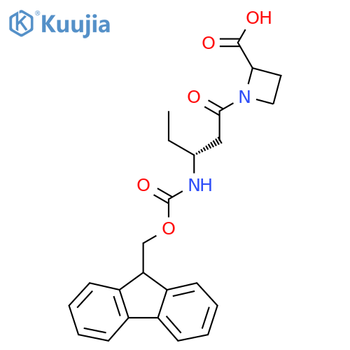 1-(3R)-3-({(9H-fluoren-9-yl)methoxycarbonyl}amino)pentanoylazetidine-2-carboxylic acid structure