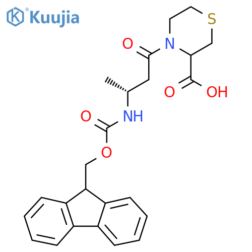 4-(3R)-3-({(9H-fluoren-9-yl)methoxycarbonyl}amino)butanoylthiomorpholine-3-carboxylic acid structure