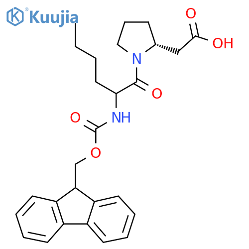 2-(2R)-1-2-({(9H-fluoren-9-yl)methoxycarbonyl}amino)hexanoylpyrrolidin-2-ylacetic acid structure