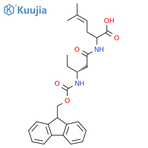 2-(3R)-3-({(9H-fluoren-9-yl)methoxycarbonyl}amino)pentanamido-5-methylhex-4-enoic acid structure