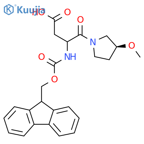 3-({(9H-fluoren-9-yl)methoxycarbonyl}amino)-4-(3S)-3-methoxypyrrolidin-1-yl-4-oxobutanoic acid structure