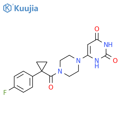 6-{4-[1-(4-fluorophenyl)cyclopropanecarbonyl]piperazin-1-yl}-1,2,3,4-tetrahydropyrimidine-2,4-dione structure