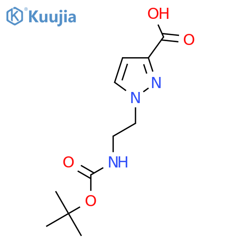 1-[2-[(2-Methylpropan-2-yl)oxycarbonylamino]ethyl]pyrazole-3-carboxylic acid structure