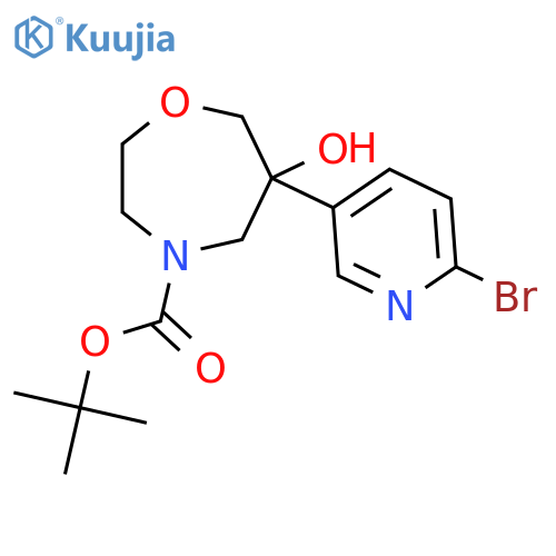 Tert-butyl 6-(6-bromopyridin-3-yl)-6-hydroxy-1,4-oxazepane-4-carboxylate structure