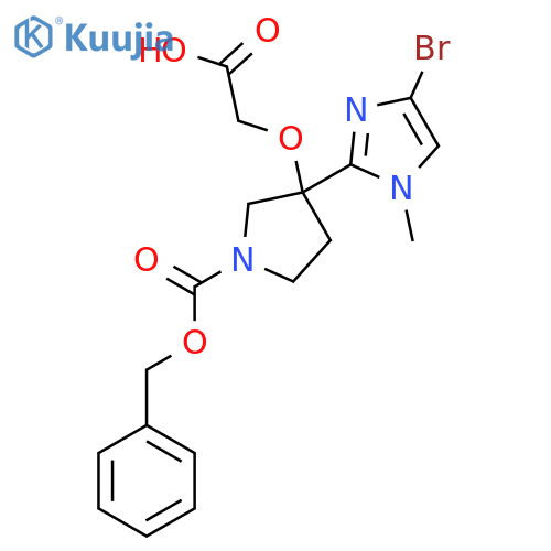 2-({1-[(benzyloxy)carbonyl]-3-(4-bromo-1-methyl-1H-imidazol-2-yl)pyrrolidin-3-yl}oxy)acetic acid structure