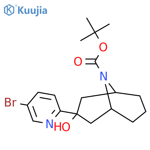 Tert-butyl 3-(5-bromopyridin-2-yl)-3-hydroxy-9-azabicyclo[3.3.1]nonane-9-carboxylate structure