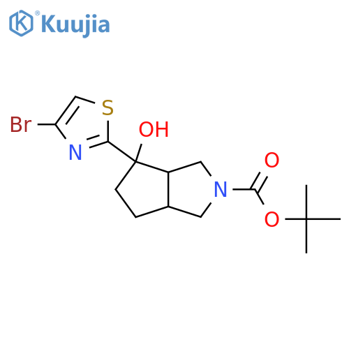 Tert-butyl 4-(4-bromo-1,3-thiazol-2-yl)-4-hydroxy-octahydrocyclopenta[c]pyrrole-2-carboxylate structure