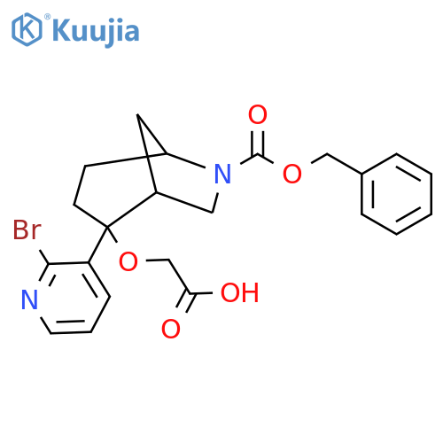 2-({6-[(Benzyloxy)carbonyl]-2-(2-bromopyridin-3-yl)-6-azabicyclo[3.2.1]octan-2-yl}oxy)acetic acid structure