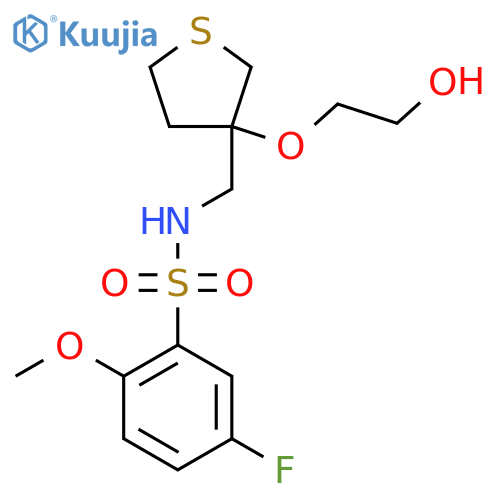 5-fluoro-N-{3-(2-hydroxyethoxy)thiolan-3-ylmethyl}-2-methoxybenzene-1-sulfonamide structure