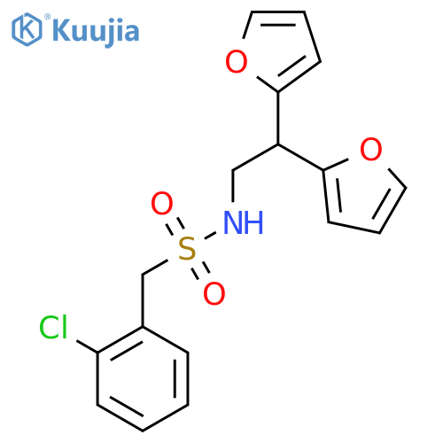 N-[2,2-bis(furan-2-yl)ethyl]-1-(2-chlorophenyl)methanesulfonamide structure