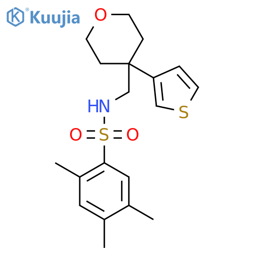 2,4,5-trimethyl-N-{4-(thiophen-3-yl)oxan-4-ylmethyl}benzene-1-sulfonamide structure