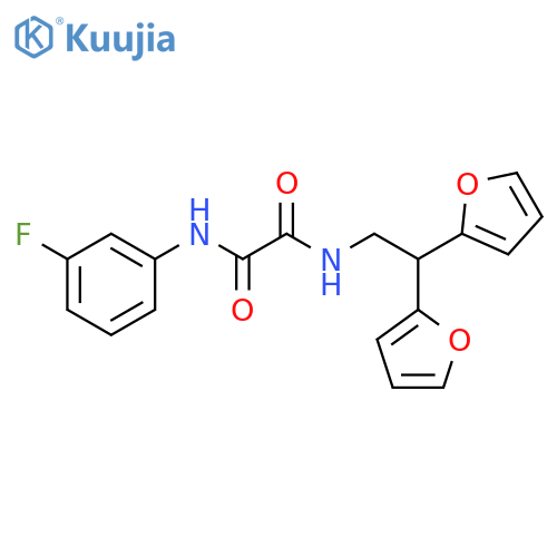 N-2,2-bis(furan-2-yl)ethyl-N'-(3-fluorophenyl)ethanediamide structure