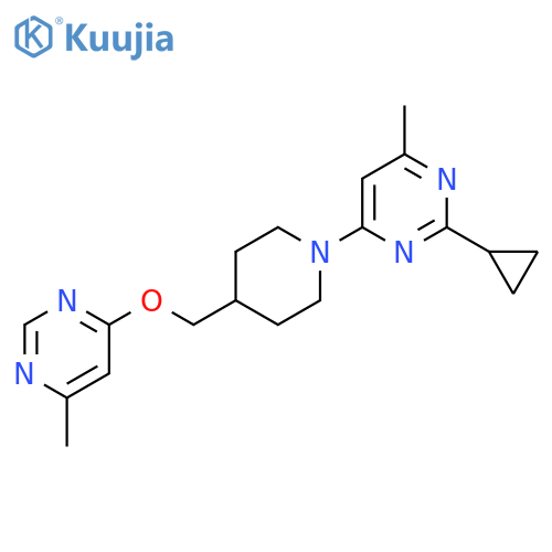 2-cyclopropyl-4-methyl-6-(4-{(6-methylpyrimidin-4-yl)oxymethyl}piperidin-1-yl)pyrimidine structure