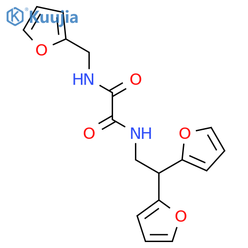 N-2,2-bis(furan-2-yl)ethyl-N'-(furan-2-yl)methylethanediamide structure