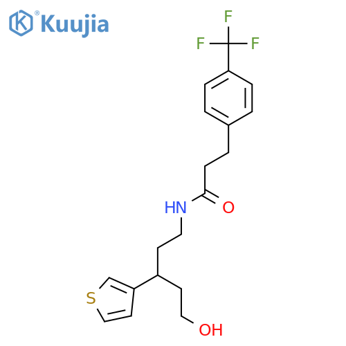 N-5-hydroxy-3-(thiophen-3-yl)pentyl-3-4-(trifluoromethyl)phenylpropanamide structure