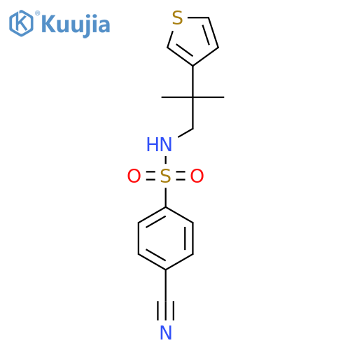 4-cyano-N-2-methyl-2-(thiophen-3-yl)propylbenzene-1-sulfonamide structure