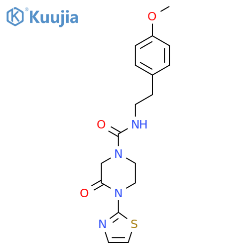 N-2-(4-methoxyphenyl)ethyl-3-oxo-4-(1,3-thiazol-2-yl)piperazine-1-carboxamide structure