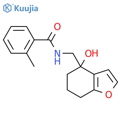 N-(4-hydroxy-4,5,6,7-tetrahydro-1-benzofuran-4-yl)methyl-2-methylbenzamide structure