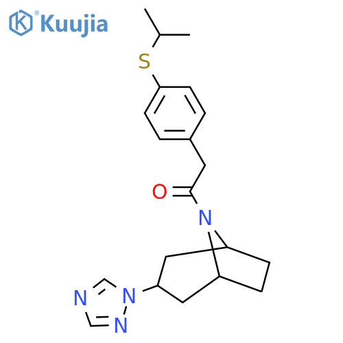 2-4-(propan-2-ylsulfanyl)phenyl-1-3-(1H-1,2,4-triazol-1-yl)-8-azabicyclo3.2.1octan-8-ylethan-1-one structure