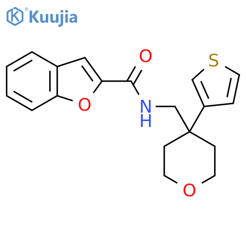 N-{4-(thiophen-3-yl)oxan-4-ylmethyl}-1-benzofuran-2-carboxamide structure