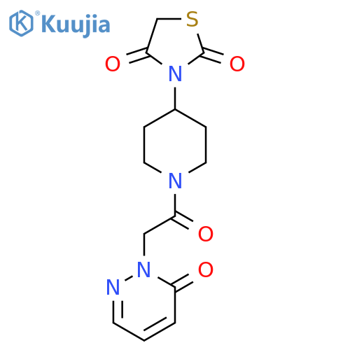 3-(1-(2-(6-oxopyridazin-1(6H)-yl)acetyl)piperidin-4-yl)thiazolidine-2,4-dione structure