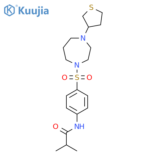 2-methyl-N-(4-{4-(thiolan-3-yl)-1,4-diazepan-1-ylsulfonyl}phenyl)propanamide structure