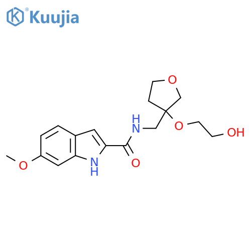 N-{3-(2-hydroxyethoxy)oxolan-3-ylmethyl}-6-methoxy-1H-indole-2-carboxamide structure