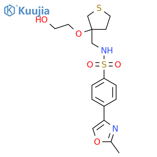 N-{3-(2-hydroxyethoxy)thiolan-3-ylmethyl}-4-(2-methyl-1,3-oxazol-4-yl)benzene-1-sulfonamide structure