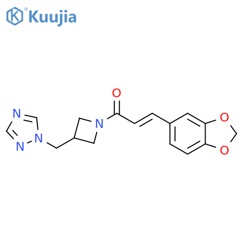 (2E)-3-(2H-1,3-benzodioxol-5-yl)-1-{3-(1H-1,2,4-triazol-1-yl)methylazetidin-1-yl}prop-2-en-1-one structure