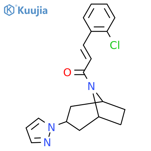 (2E)-3-(2-chlorophenyl)-1-3-(1H-pyrazol-1-yl)-8-azabicyclo3.2.1octan-8-ylprop-2-en-1-one structure