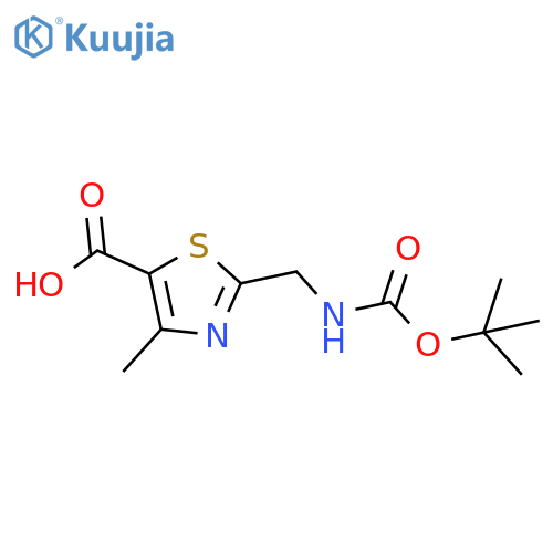 2-({[(tert-butoxy)carbonyl]amino}methyl)-4-methyl-1,3-thiazole-5-carboxylic acid structure