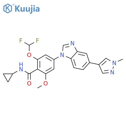 N-cyclopropyl-2-(difluoromethoxy)-6-methoxy-4-[5-(1-methylpyrazol-4-yl)benzimidazol-1-yl]benzamide structure
