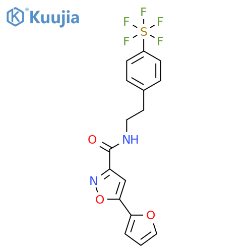 5-(furan-2-yl)-N-{2-4-(pentafluoro-lambda6-sulfanyl)phenylethyl}-1,2-oxazole-3-carboxamide structure