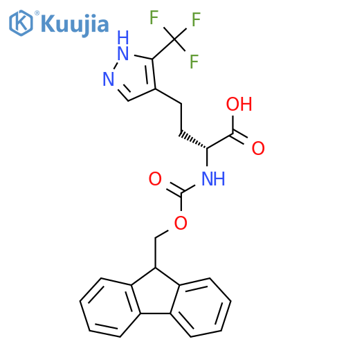 (2R)-2-({(9H-fluoren-9-yl)methoxycarbonyl}amino)-4-3-(trifluoromethyl)-1H-pyrazol-4-ylbutanoic acid structure