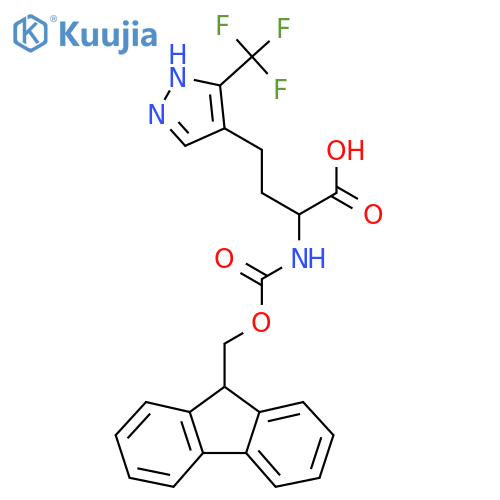 2-(9H-Fluoren-9-ylmethoxycarbonylamino)-4-[5-(trifluoromethyl)-1H-pyrazol-4-yl]butanoic acid structure