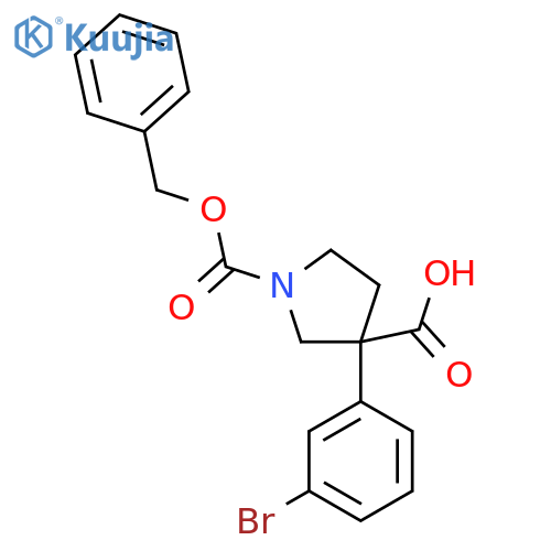 1-(benzyloxy)carbonyl-3-(3-bromophenyl)pyrrolidine-3-carboxylic acid structure