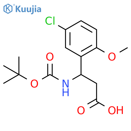 3-{(tert-butoxy)carbonylamino}-3-(5-chloro-2-methoxyphenyl)propanoic acid structure
