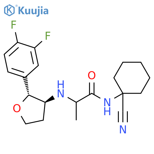 rel-N-(1-Cyanocyclohexyl)-2-[[(2R,3S)-2-(3,4-difluorophenyl)tetrahydro-3-furanyl]amino]propanamide structure