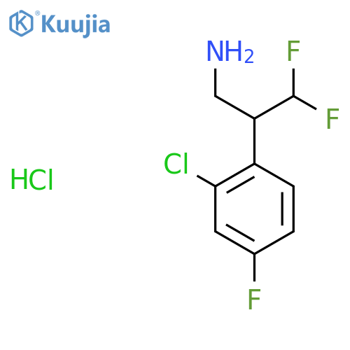 2-(2-Chloro-4-fluorophenyl)-3,3-difluoropropan-1-amine;hydrochloride structure