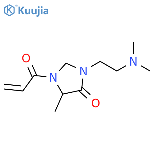 3-2-(dimethylamino)ethyl-5-methyl-1-(prop-2-enoyl)imidazolidin-4-one structure