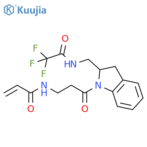 N-(3-oxo-3-{2-(trifluoroacetamido)methyl-2,3-dihydro-1H-indol-1-yl}propyl)prop-2-enamide structure