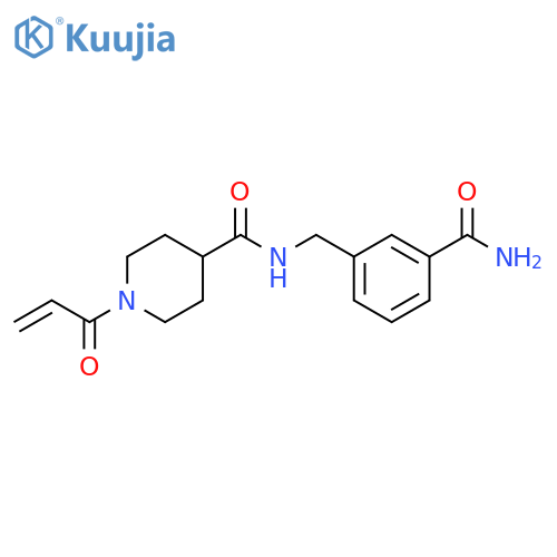 N-[[3-(Aminocarbonyl)phenyl]methyl]-1-(1-oxo-2-propen-1-yl)-4-piperidinecarboxamide structure