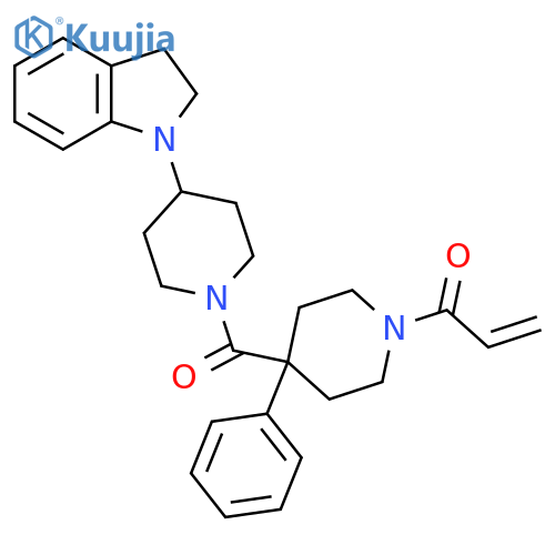 1-[4-[4-(2,3-Dihydroindol-1-yl)piperidine-1-carbonyl]-4-phenylpiperidin-1-yl]prop-2-en-1-one structure