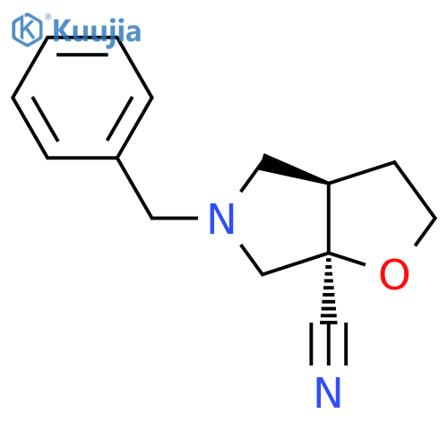 (3Ar,6aR)-5-benzyl-3,3a,4,6-tetrahydro-2H-furo[2,3-c]pyrrole-6a-carbonitrile structure